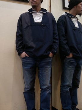 「MANEBU（マネブ）のアイテム（スリッポン）」を使った、gigileさん（メンズ・180cm）の春コーディネート