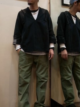 「MANEBU（マネブ）のアイテム（スリッポン）」を使った、gigileさん（メンズ・180cm）の春コーディネート