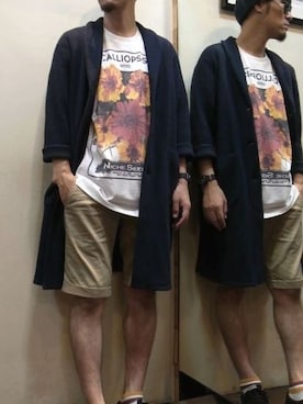 「ベレー」｜「アイテム（ハンチング/ベレー帽）」を使った、gigileさん（メンズ・180cm）の夏コーディネート