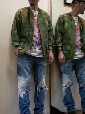 「アイテム（ミリタリージャケット）」を使った、gigileさん（メンズ・180cm・30代）の秋コーディネート