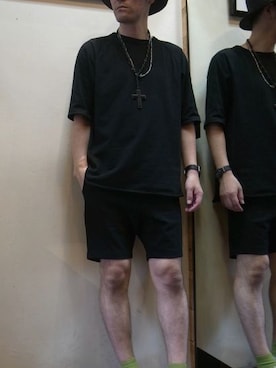 「膝上ショーツ」｜「アイテム（帽子）」を使った、gigileさん（メンズ・180cm）の夏コーディネート
