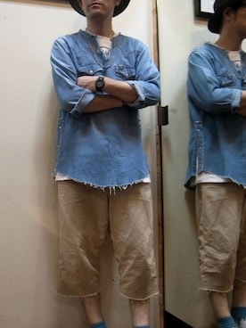 「OLD PARK（オールドパーク）のアイテム（トップス）」を使った、gigileさん（メンズ・180cm）の夏コーディネート