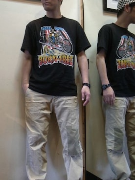 「イベントTシャツ」｜gigileさん（メンズ・180cm）の夏コーディネート