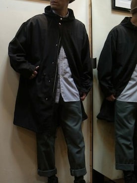 「ロング丈」｜「アイテム（モッズコート）」を使った、gigileさん（メンズ・180cm）の春コーディネート