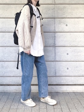 「CONVERSE（コンバース）のconverse（コンバース） ALL STAR OX（オールスターOX）（スニーカー）」を使った、aic0さん（レディース・164cm）の冬コーディネート