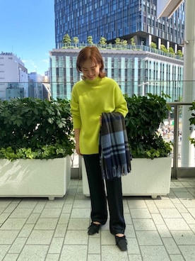 「Joshua Ellis（ジョシュアエリス）の一部別注＜Joshua Ellis（ジョシュア エリス）＞BLACKWATCH ストール†◆（ストール/ショール）」を使った、tanaさん（レディース・161cm）の秋コーディネート