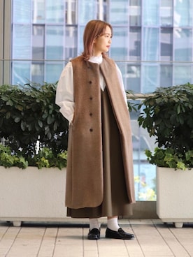 「UNITED ARROWS（ユナイテッドアローズ）のアイテム（ジャンパースカート）」を使った、tanaさん（レディース・161cm）の冬コーディネート