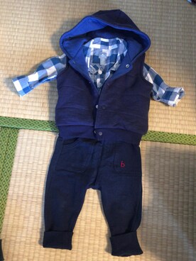 「PETIT BATEAU（プチバトー）のアイテム（ダウンベスト）」を使った、𓃰⋆RUI‎⋆RUI‎⋆𓃰さん（キッズ・70cm）の冬コーディネート