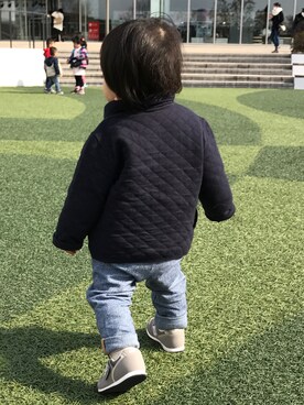 「無印良品（ムジルシリョウヒン）のアイテム（ダウンジャケット/コート）」を使った、𓃰⋆RUI‎⋆RUI‎⋆𓃰さん（キッズ・80cm）の春コーディネート