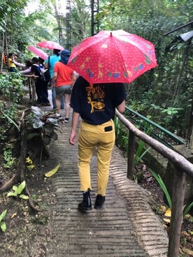 「アイテム（カーゴパンツ、イエロー系）」を使った、foolishasさん（レディース・162cm）の秋コーディネート