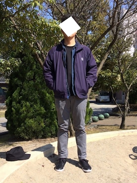 「アイテム（ブルゾン、ブルー系）」を使った、そうじゃんごさん（メンズ・178cm）の春コーディネート