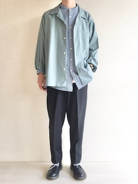 「シャツオンシャツ」｜「アイテム（Tシャツ/カットソー）」を使った、TAROさん（メンズ・174cm）の春コーディネート