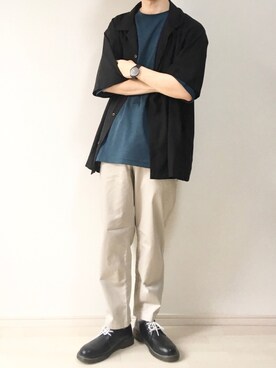 「ikka（イッカ）のアイテム（ドレスシューズ）」を使った、TAROさん（メンズ・174cm）の夏コーディネート