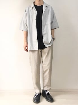 「ikka（イッカ）のアイテム（ドレスシューズ）」を使った、TAROさん（メンズ・174cm）の夏コーディネート