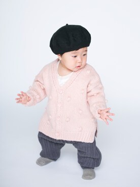 「息子コーデ」｜「アイテム（ハンチング/ベレー帽）」を使った、𝘴𝘺_𝘤𝘩𝘢𝘮さん（キッズ・80cm）の春コーディネート