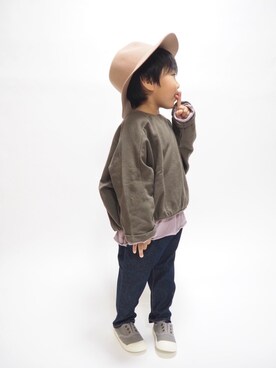 「アイテム（スウェット）」を使った、𝘴𝘺_𝘤𝘩𝘢𝘮さん（キッズ・100cm）の秋コーディネート
