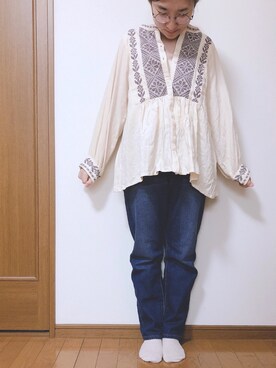 「Crisp（クリスプ）のレースリブタンク（タンクトップ）」を使った、Haruhiさん（レディース・148cm）の春コーディネート