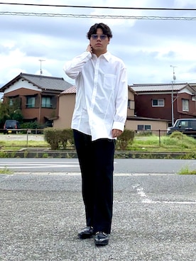 「ラブアンドピース2020」｜「アイテム（スラックス）」を使った、たにたに/YUKI🇯🇵さん（メンズ・179cm）の秋コーディネート