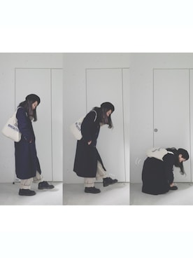 「LACOSTE」｜「アイテム（チェスターコート）」を使った、a.さん（レディース・155cm）の春コーディネート