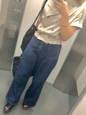 「JEANASIS（ジーナシス）のバックストラップヒールサンダル/838976（サンダル）」を使った、yukaさん（レディース・155cm）の夏コーディネート