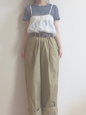 「Abercrombie&Fitch（アバークロンビーアンドフィッチ）のアイテム（キャミソール）」を使った、yu_naさん（レディース・148cm）の夏コーディネート