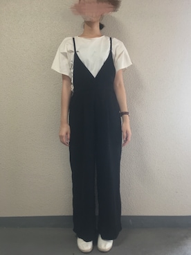 「ジーユー」｜「アイテム（つなぎ/オールインワン）」を使った、みーこさん（レディース・160cm）の夏コーディネート