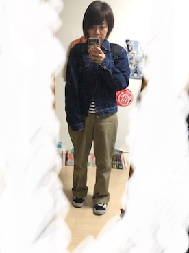 「BEN DAVIS（ベンデイビス）のアイテム（パンツ）」を使った、ONUさん（レディース・158cm）の秋コーディネート