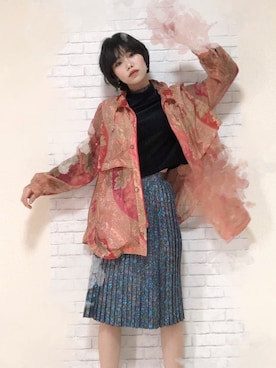 「春物」｜「アイテム（ブルゾン）」を使った、conn@古着通販さん（レディース・165cm）の春コーディネート