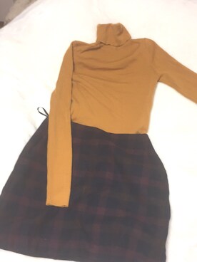 「UNIQLO（ユニクロ）のアイテム（スカート、レッド系）」を使った、ぐで子さん（レディース・167cm）の冬コーディネート