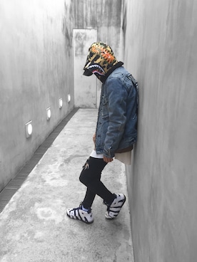 「Bape」｜「アイテム（デニムジャケット）」を使った、Ko–heiさん（メンズ・168cm）の秋コーディネート