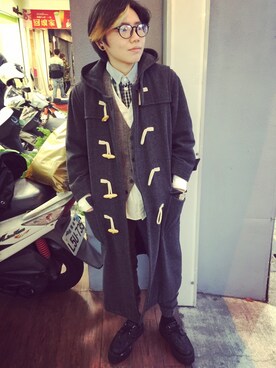「plain-me（プレインミー）のアイテム（ナイロンジャケット）」を使った、Eli Luoさん（メンズ・163cm）の冬コーディネート