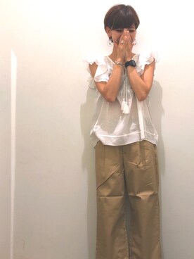 「SEVENDAYS=SUNDAY（セブンデイズサンデイ）のアイテム（チノパンツ）」を使った、YUKAKOさん（レディース・162cm）の夏コーディネート