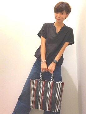 「SEVENDAYS=SUNDAY（セブンデイズサンデイ）のアイテム（ハンドバッグ）」を使った、YUKAKOさん（レディース・162cm）の夏コーディネート