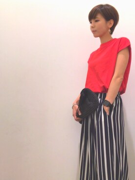「SEVENDAYS=SUNDAY（セブンデイズサンデイ）のアイテム（ハンドバッグ）」を使った、YUKAKOさん（レディース・162cm）の夏コーディネート