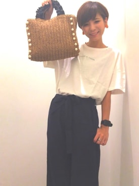 「SEVENDAYS=SUNDAY（セブンデイズサンデイ）のアイテム（ハンドバッグ）」を使った、YUKAKOさん（レディース・162cm）の夏コーディネート