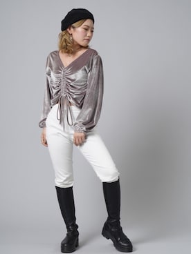 「アイテム（トップス、ブラウン系）」を使った、Nagisa  Kamiokaさん（レディース・153cm）の冬コーディネート