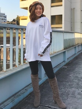 「RVCA（ルーカ）のアイテム」を使った、Nagisa  Kamiokaさん（レディース・153cm）の冬コーディネート