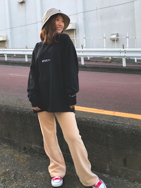 「RVCA（ルーカ）のアイテム」を使った、Nagisa  Kamiokaさん（レディース・153cm）の冬コーディネート
