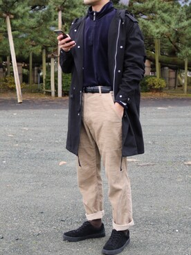 「BEAMS（ビームス）のアイテム（モッズコート）」を使った、えんがわ。さん（メンズ・178cm）の冬コーディネート