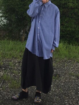 「my beautiful landlet（マイビューティフルランドレット）のアイテム（スカート）」を使った、404さん（メンズ・169cm）の夏コーディネート