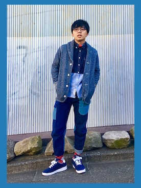 「NIRAME.CO（ニラメッコ）のアイテム（パンツ）」を使った、うるぐすさん（メンズ・171cm）の冬コーディネート