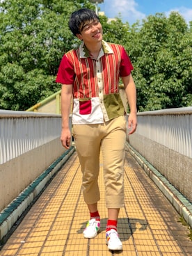 「TOMMY（トミー）のアイテム（パンツ）」を使った、うるぐすさん（メンズ・171cm）の夏コーディネート