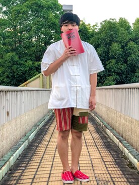 「NIRAME.CO（ニラメッコ）のアイテム（パンツ）」を使った、うるぐすさん（メンズ・171cm）の夏コーディネート