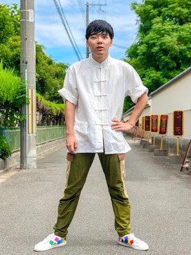 「NIRAME.CO（ニラメッコ）のアイテム（パンツ）」を使った、うるぐすさん（メンズ・171cm）の夏コーディネート
