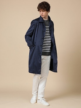 「アイテム（ステンカラーコート）」を使った、LANVIN en Bleu 本社さん（メンズ・185cm）の冬コーディネート