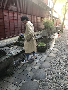 「韓国コーデ」｜「アイテム（トレンチコート）」を使った、◯kohさん（メンズ・178cm）の秋コーディネート