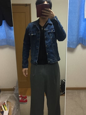 「SPINNS（スピンズ）のアイテム（デニムジャケット）」を使った、(￣▽￣)さん（メンズ・175cm）の春コーディネート