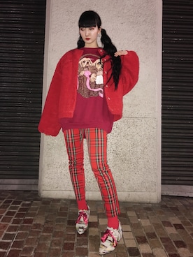 「アニマル」｜「アイテム（ブルゾン）」を使った、蚕子さん（レディース・157cm）の冬コーディネート