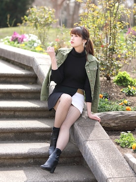「H&M（エイチ・アンド・エム）のアイテム（ミリタリージャケット）」を使った、SHIZUKAさん（レディース・171cm）の春コーディネート