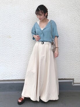 「Crisp（クリスプ）のレースリブタンク（タンクトップ）」を使った、azusaさん（レディース・143cm）の夏コーディネート